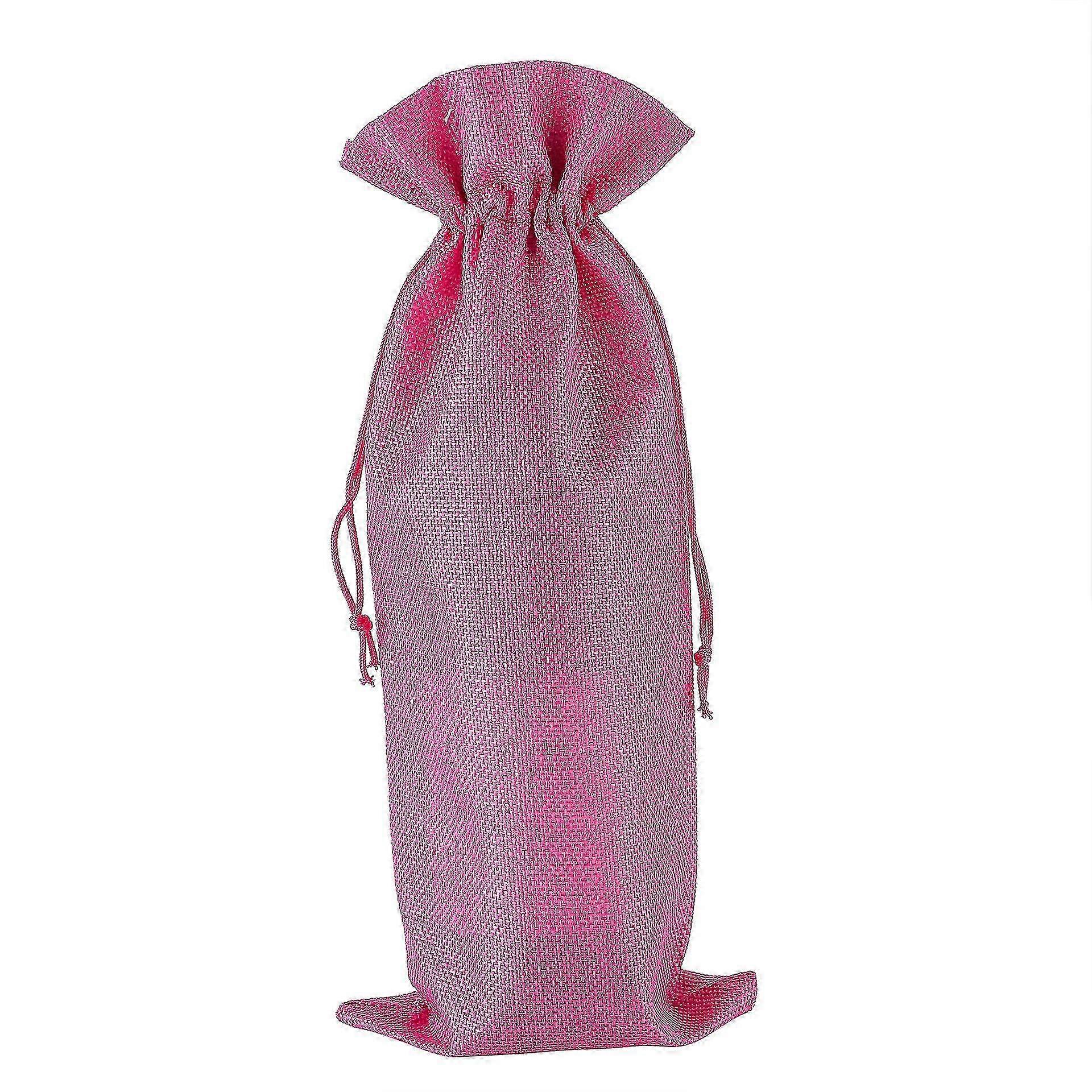 Black Hessian Drawstring Wine Pouches