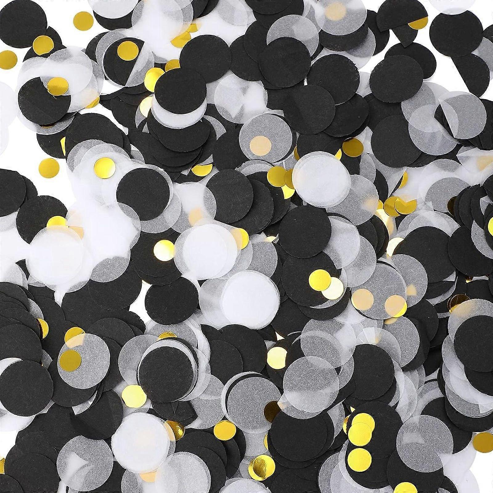 Black Gold White Round Tissue Confetti