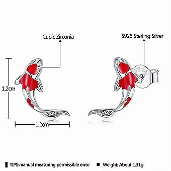 Fish Enamel Stud Earrings, Sterling Silver, Lucky Koi Ear Studs