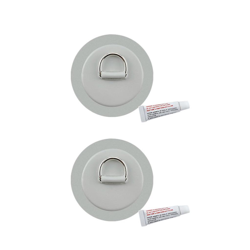 2x Edelstahl D-Ring Pad/Patch passend für PVC Schlauchboote Grau