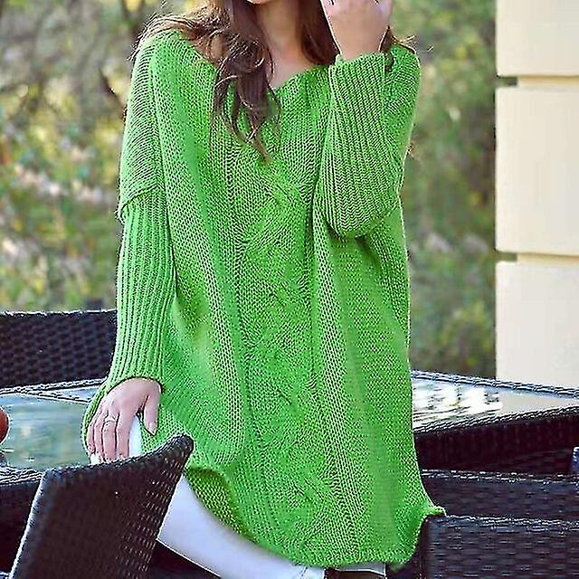 Women's Pullover Sweater Pullover Jumper Jumper Cable Chunky Knit Tunic Split Knitted Solid Color Crew Neck Stylish Basic Daily Going Out Fall Winter