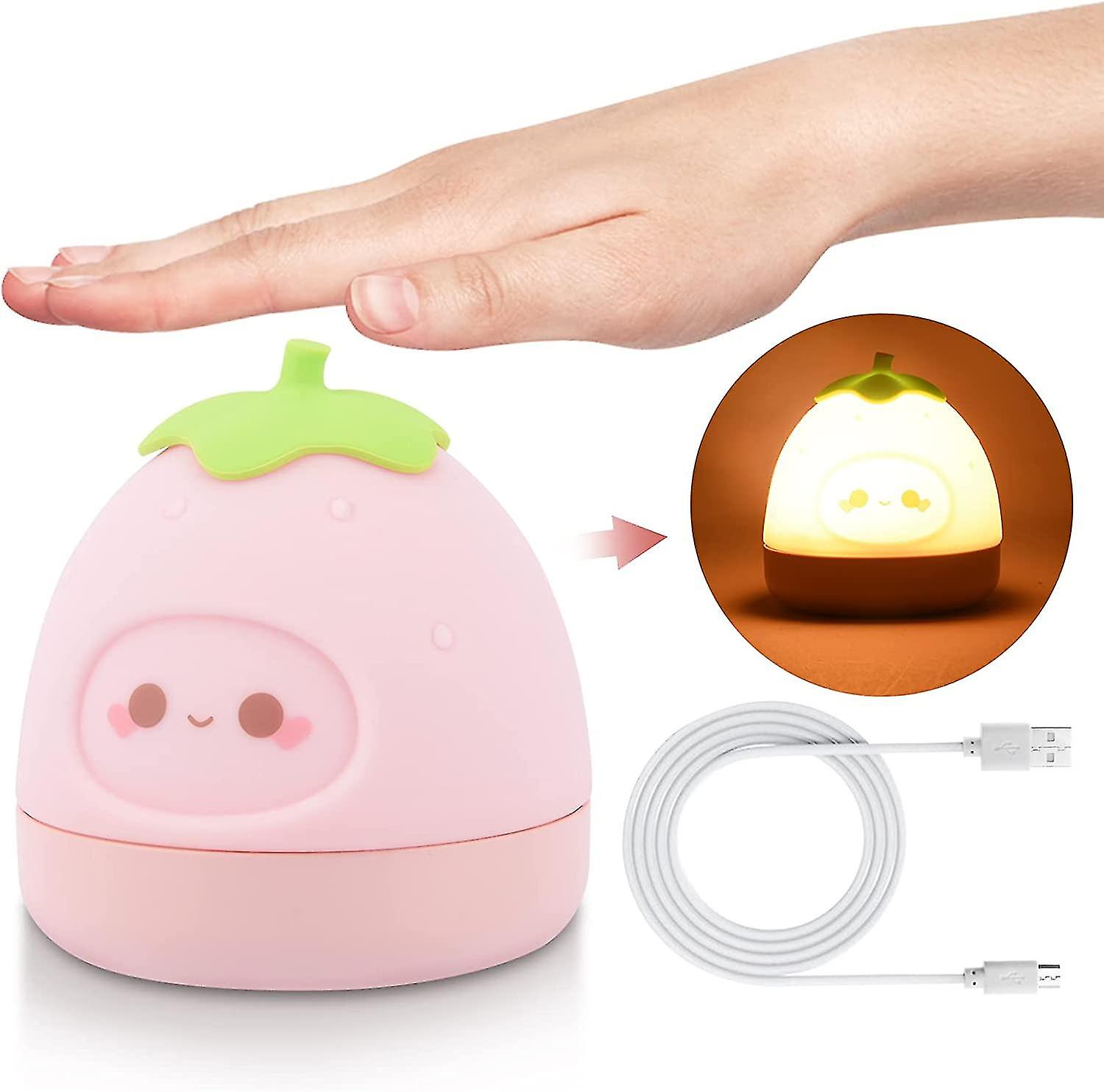 Strawberry Lemon Night Light, Usb Rechargeable Dimmable Bedside Lamps Colorful Nightlight Decor For Bedroom/office/hallway