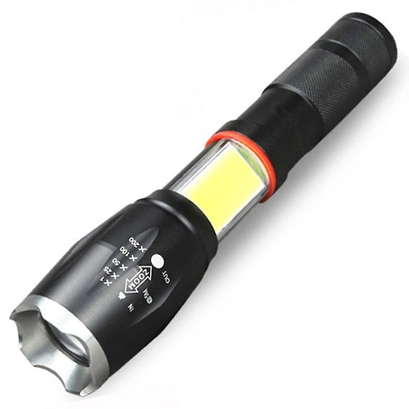 LED Flashlight, Colour: Silver Head (No Battery, No Charger)