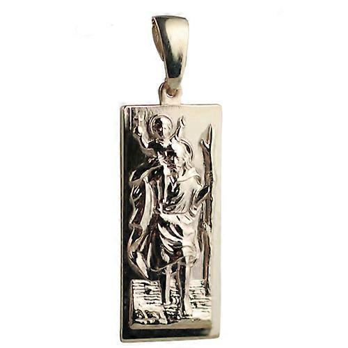 9ct Gold 35x15mm rectangular St Christopher Pendant on a bail