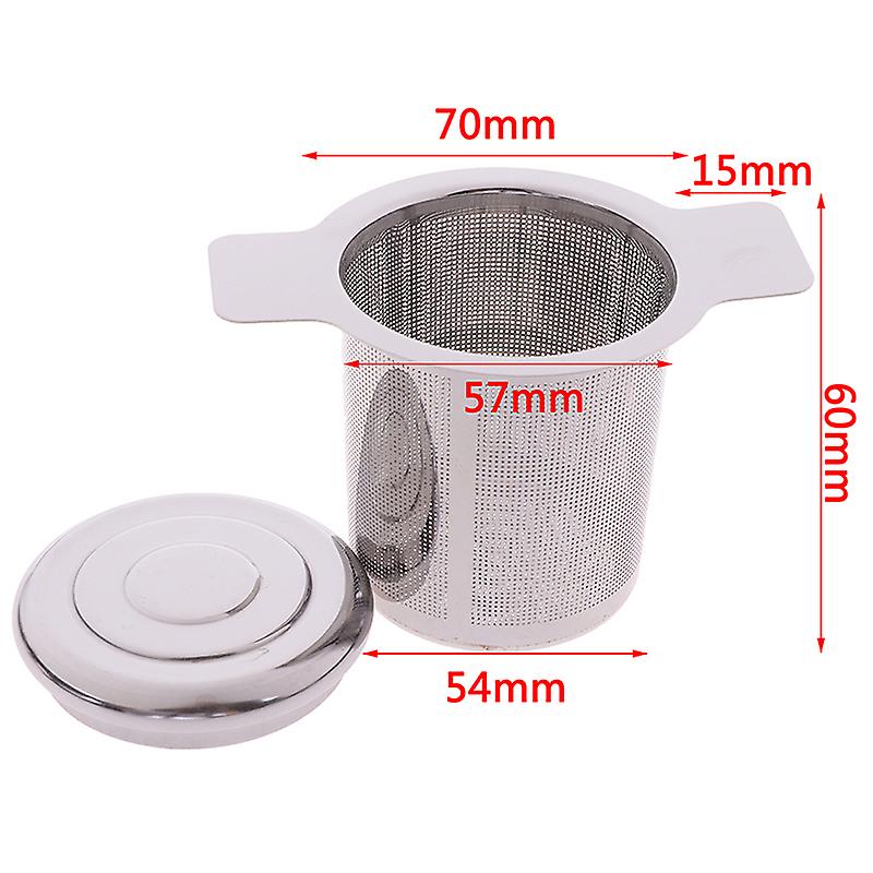 1 Set Stainless Steel Mesh Tea Infuser Cup Strainer Loose Leaf Filter With Lid