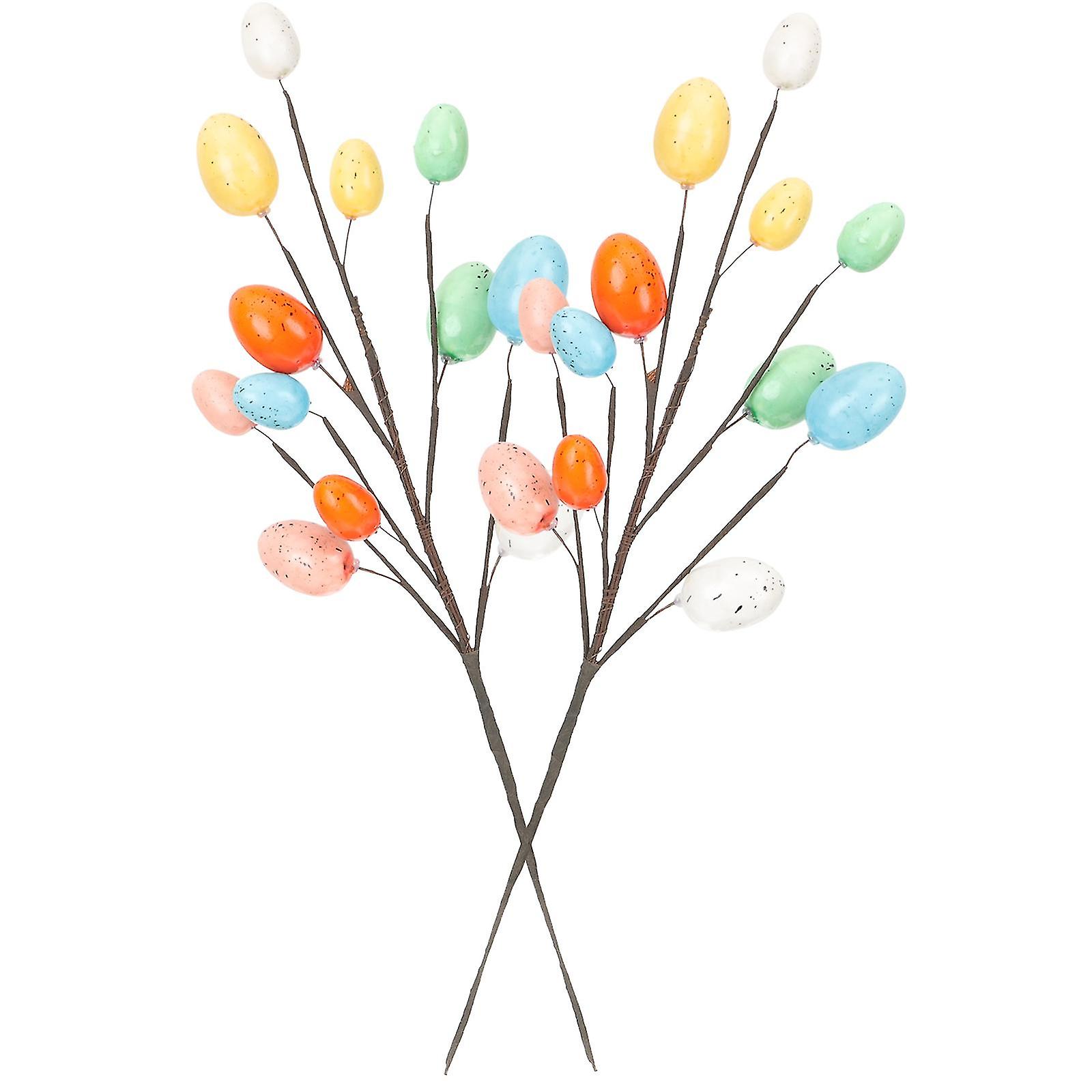2pcs Easter Egg Branches Artificial Easter Egg Picks Easter Egg Twig Stems For Vase