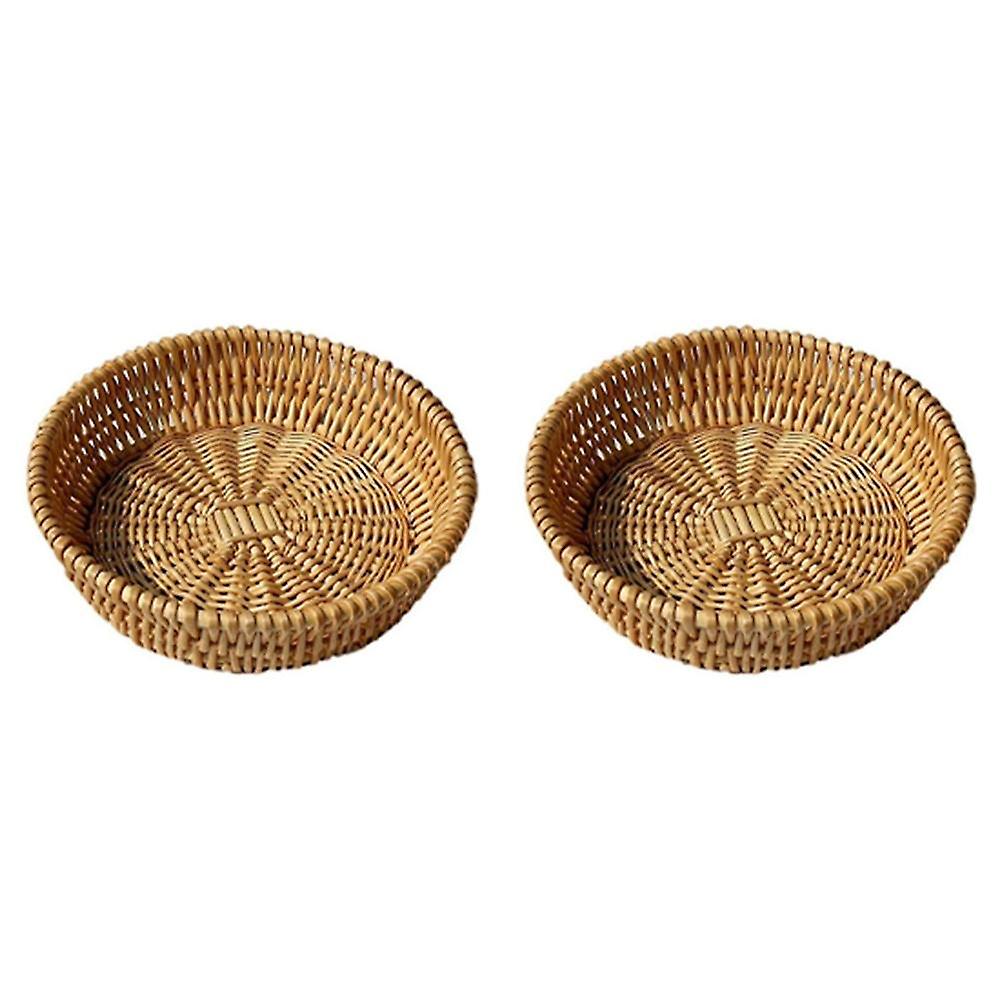 2x Hand-woven Wicker Basket For Fruit, Vegetable, Gift -25 X 8cm