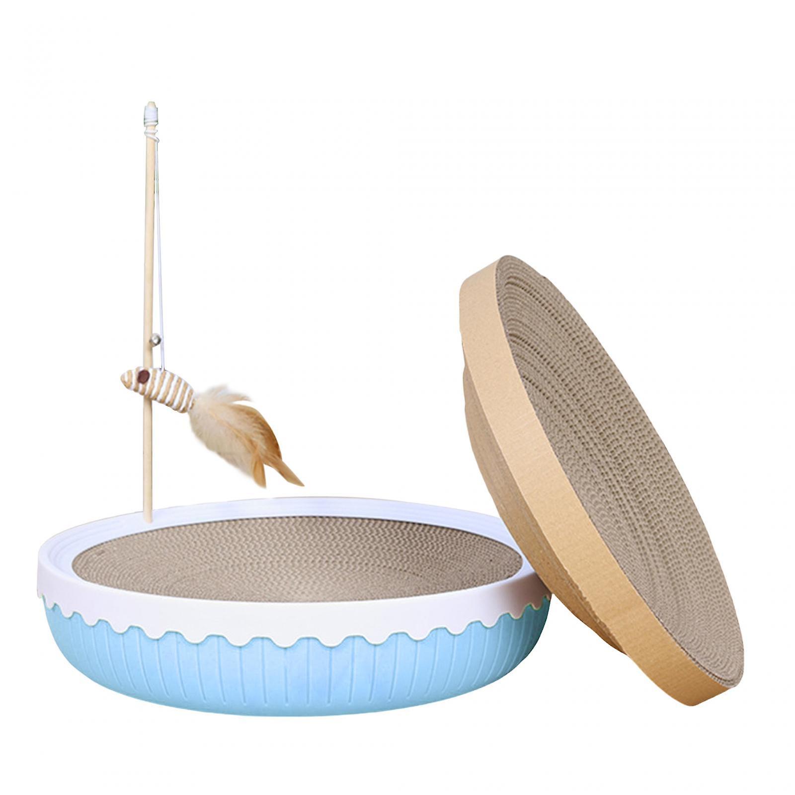 Cat Scratching Board Round Grind Claws Board Antislip Indoor Scratching Board Blue