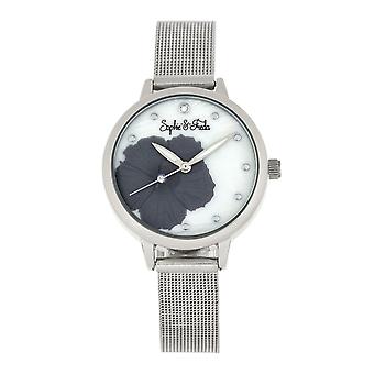 Sophie e Freda Raleigh Madre-Of-Pearl Bracciale Orologio w/Swarovski Cristalli - Grigio