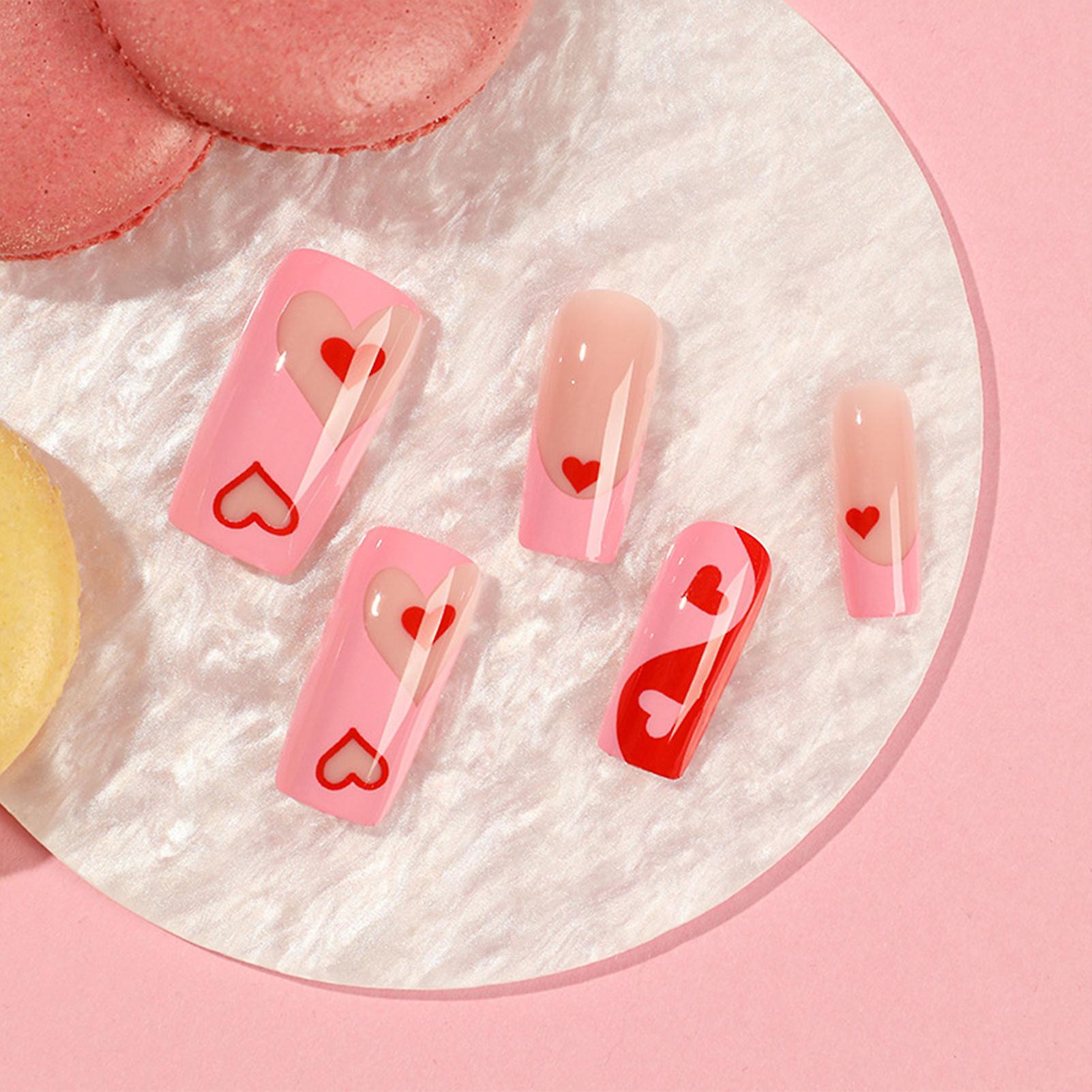 Heart Shape Patterns Fake Nails Durable & Never Splitting Fake Nails