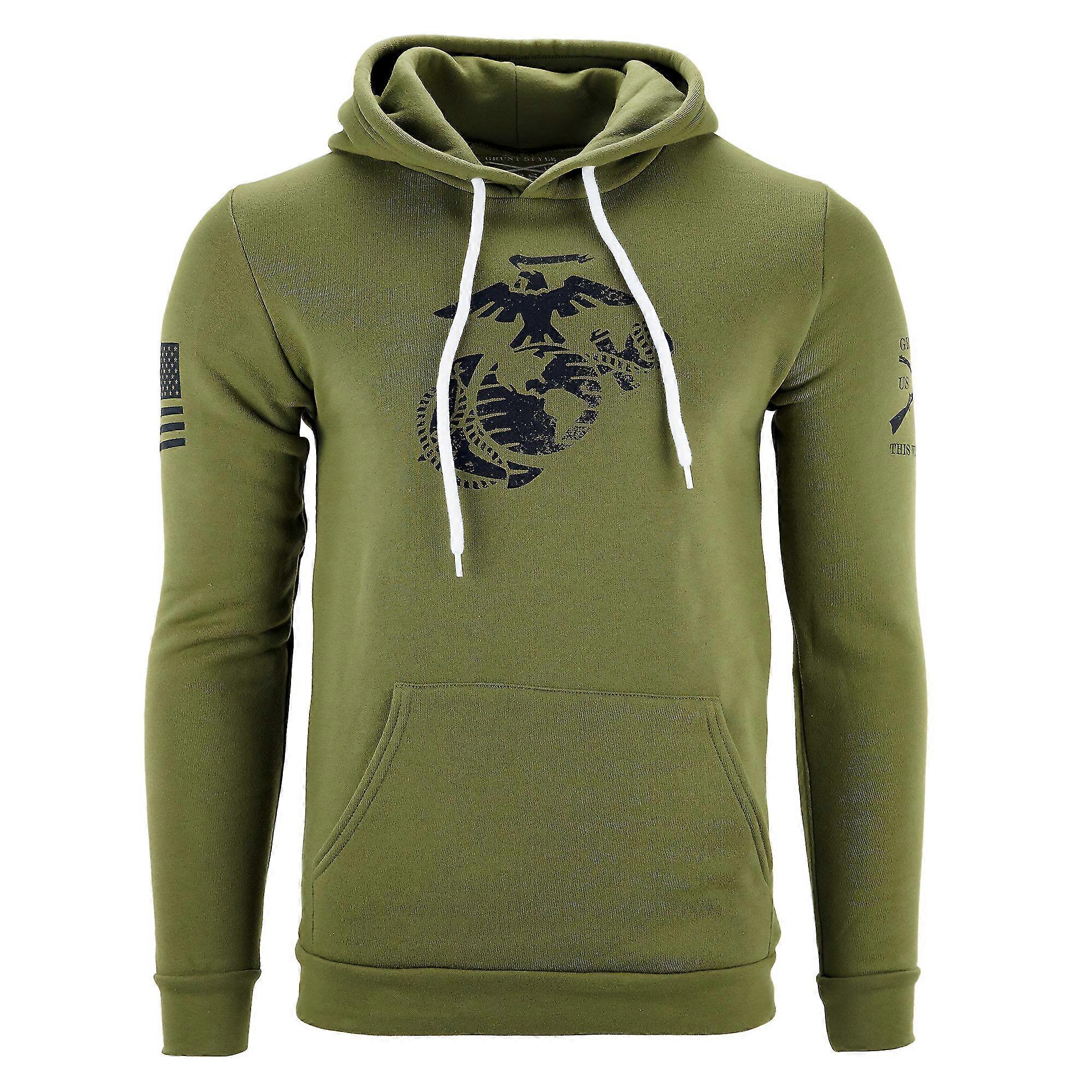 Grunt Style USMC - EGA Pullover Hoodie - Military Green
