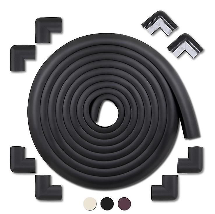 Black Child Safety 18ft Anti-collision Strip,8 Corner Cushion Set( 5.5m With 8 Anti-collision Angles) Az19335