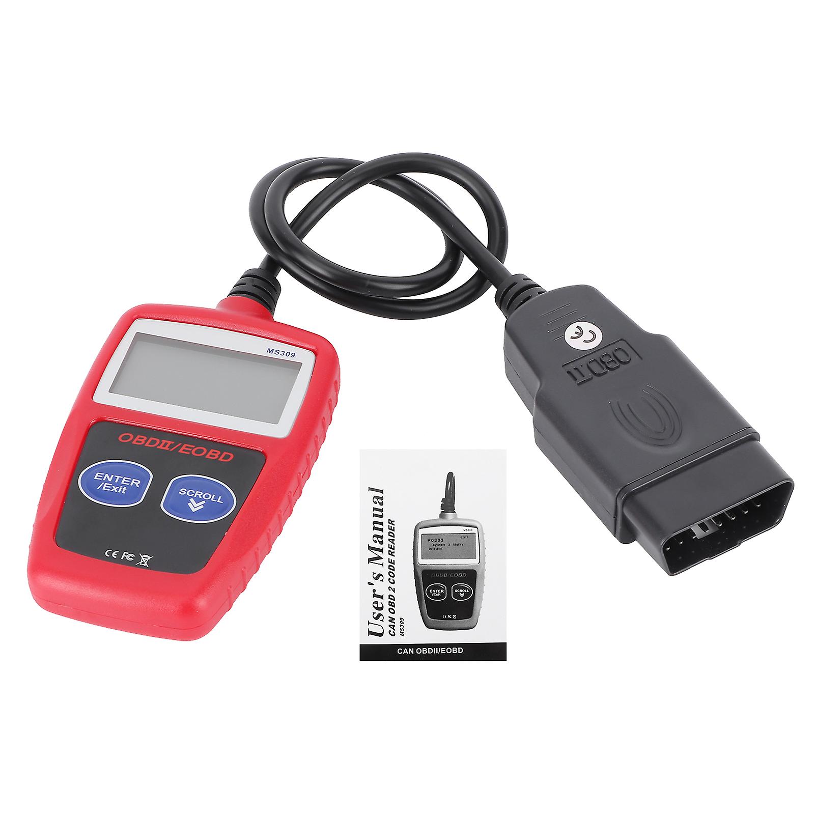 Car Engine Diagnostic Scanner OBD2 Fault Detector Backlit LCD Display Automotive Tool MS309