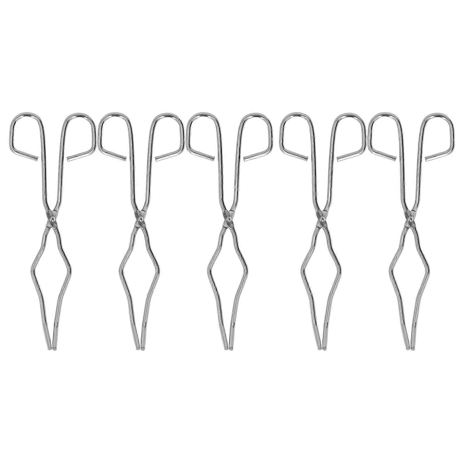 5pcs Crucible Tongs Stainless Steel Clamp Pliers Holder, Crucible Beaker Tongs Experiment Lab Accessory for Metal Casting Gold Melting I7EIF