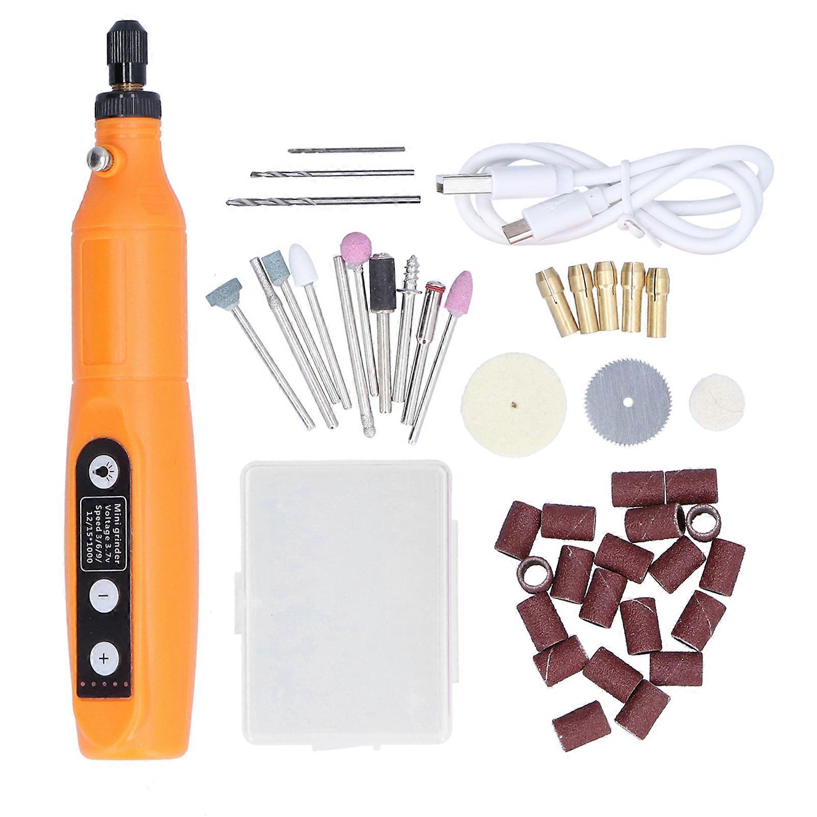 Electric Grinding Pen, 5 Speed Cordless Rotary Engraving Tool Kit with LED Work Light 3.7V 10W