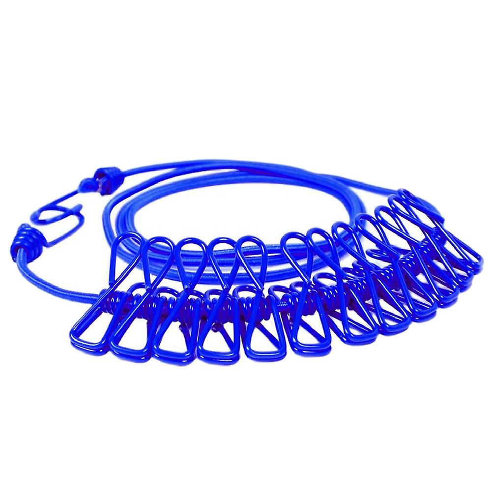180cm Elastic Outdoor Clothesline Pants Laundry Drying Hanger Rope with 12 Clips