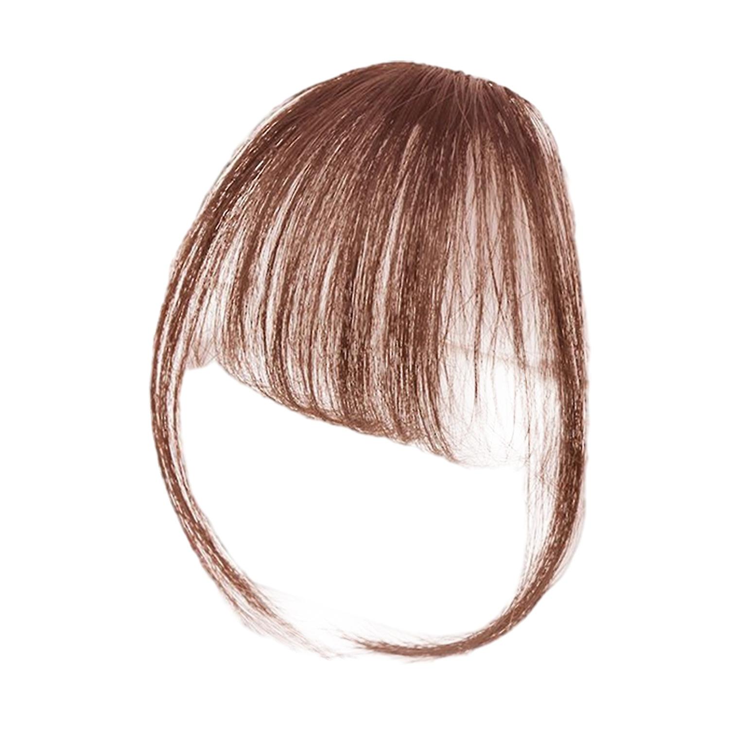 Främre Frans Ljusbrun Air Bangs Clip I Människohår Förlängningar Bit