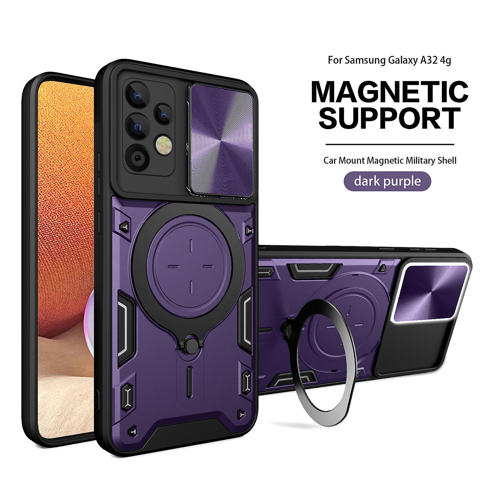 Magnetic Phone case For Samsung A32 4G, Slide Camera Lens Protection and Built in 360 Rotatable Ring Holder