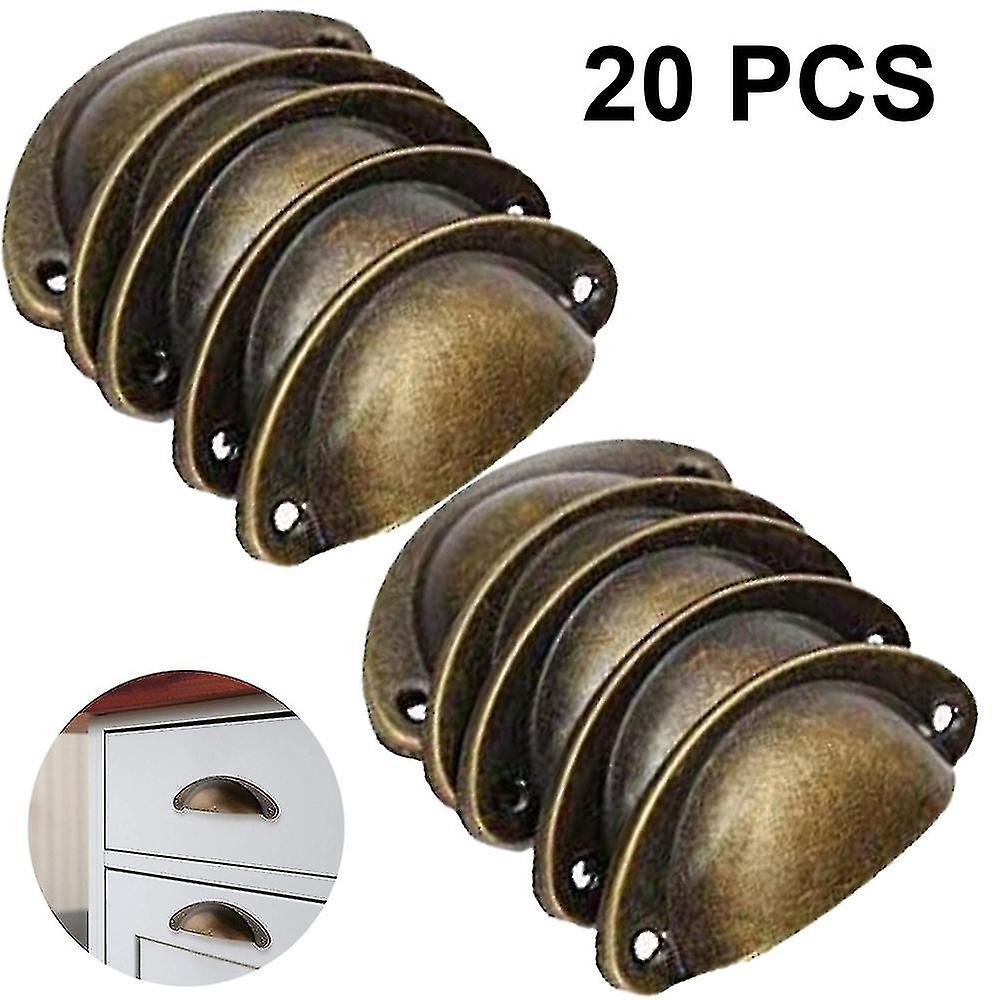 20 Pack 65mm Hole Spacing Vintage Style Pulls Cup Pull Handles Knobs Shell Ear-like Handle Knobs For