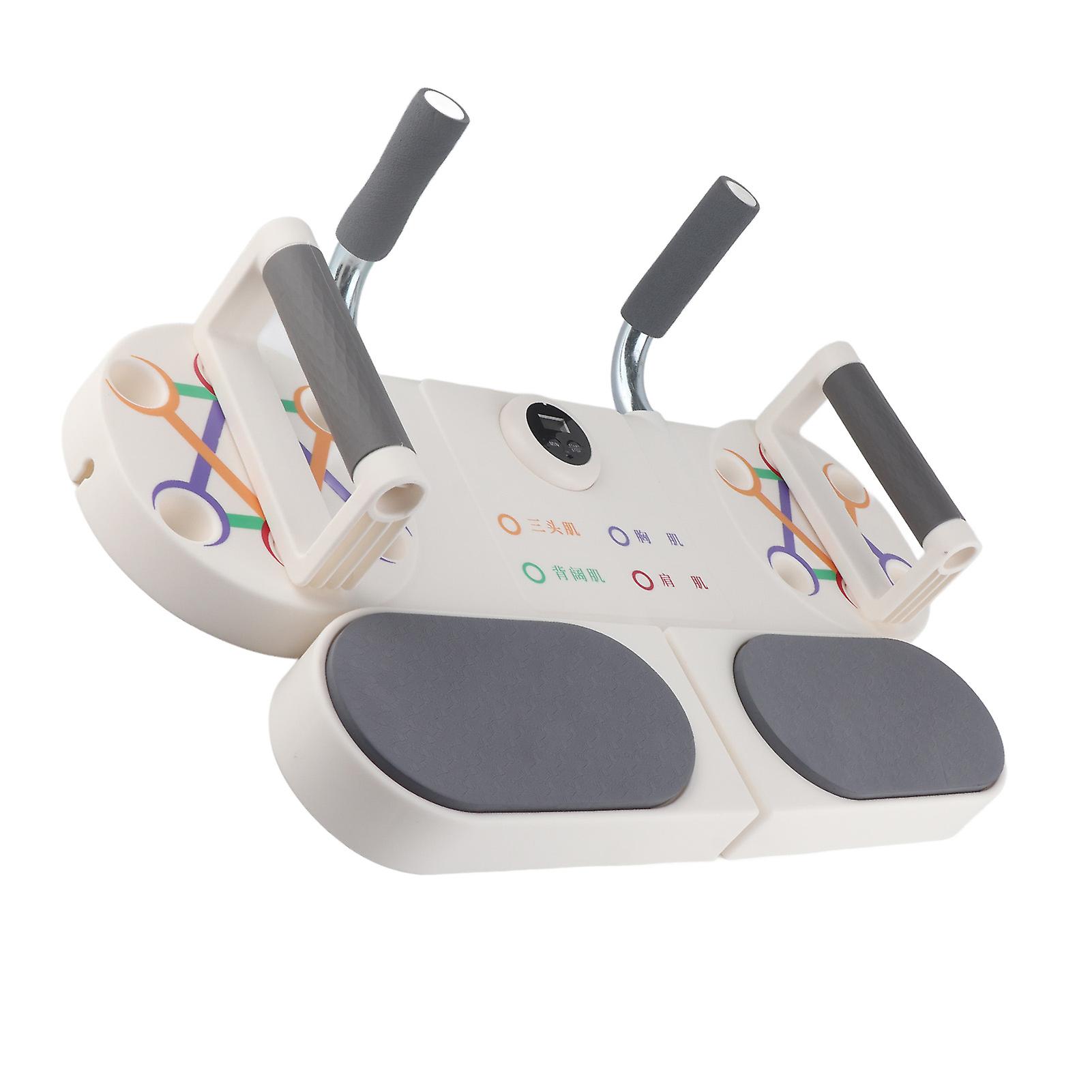 Plank Board Core Trainer with Timer White ABS TPE Push-Up Bracket