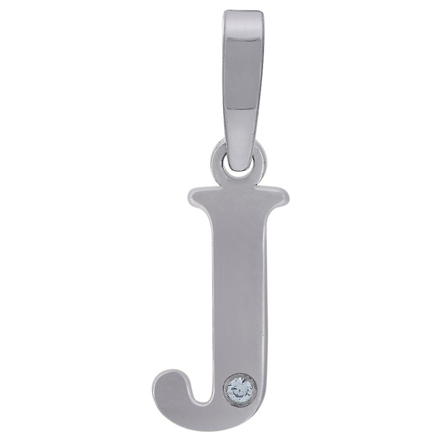 925 Sterling Silver Unisex CZ Simulated Diamond Plain Letter Name Personalized Monogram Initial Alphabet J Charm Pendant