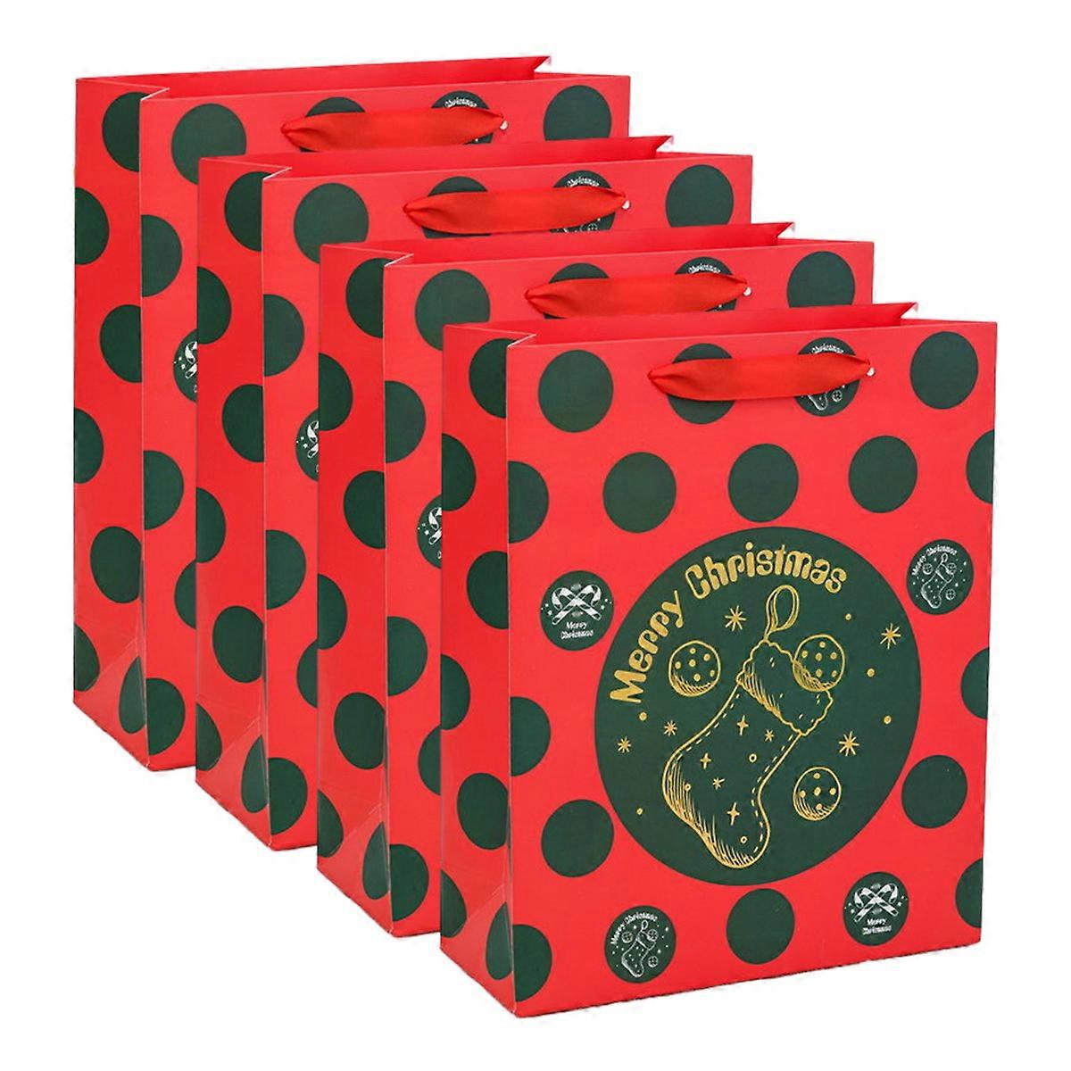 4st guld stämpling presentpåse Julelement mönster Presentpåse Barnleksak bärväska