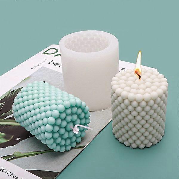 Candle shape DIY candle cylinder with ball 7cm white