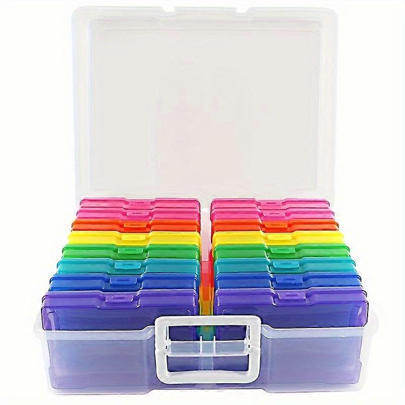 17-Pack Large Photo Storage Box Organizer, Acid-Free Plastic Craft Case, Multi-Color Transparent Bead, Stamp, Seed, Jewelry and Embroidery Accessory C