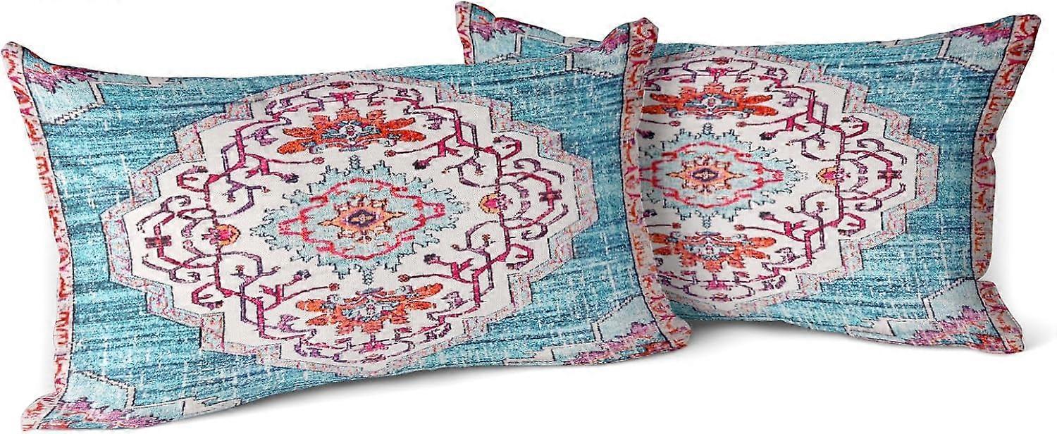 Boho Throw Pillow Covers 12x20 inch Set of 2 Monaco Rug Persian Carpet Double Sided Pattern Cotton Soft Pillow Case Cushion Cover Pillowcase for Couch