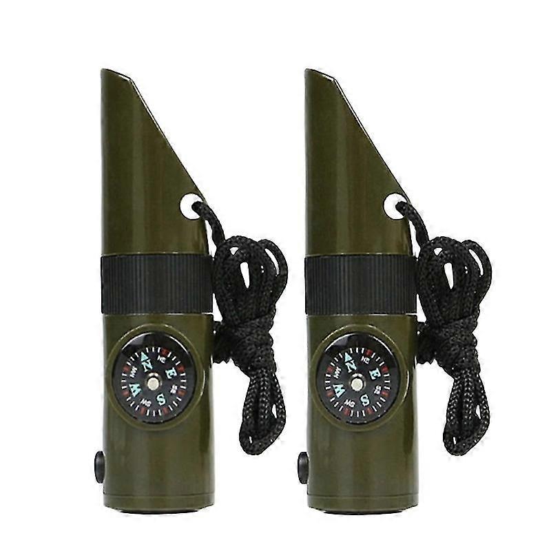 7-In-1 Emergency Survival Whistle Compass Thermometer LED Flashlight Magnifier-ylmyFit