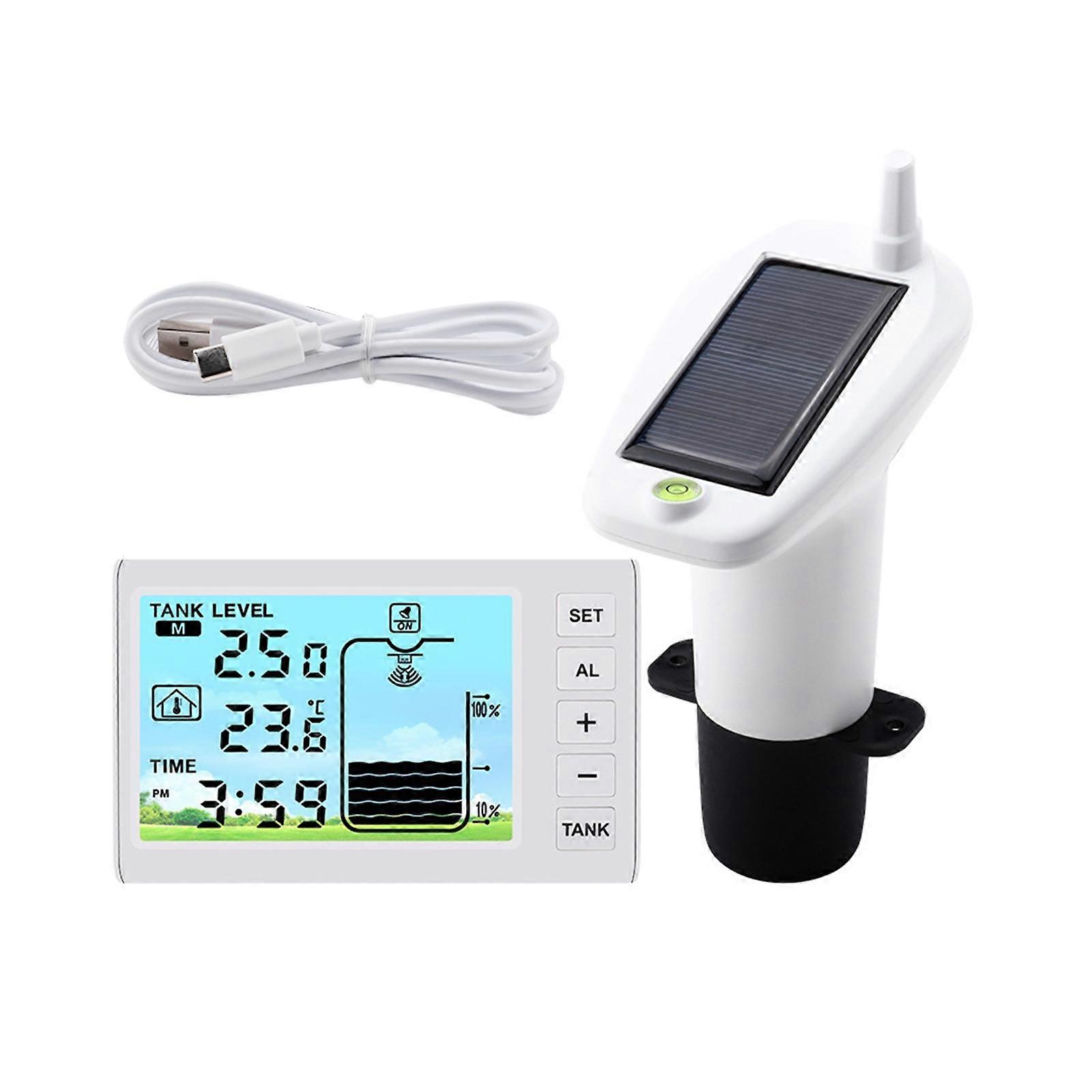 Water Tank Depth Level Meter High Accuracy Solar Powered Temperature Display