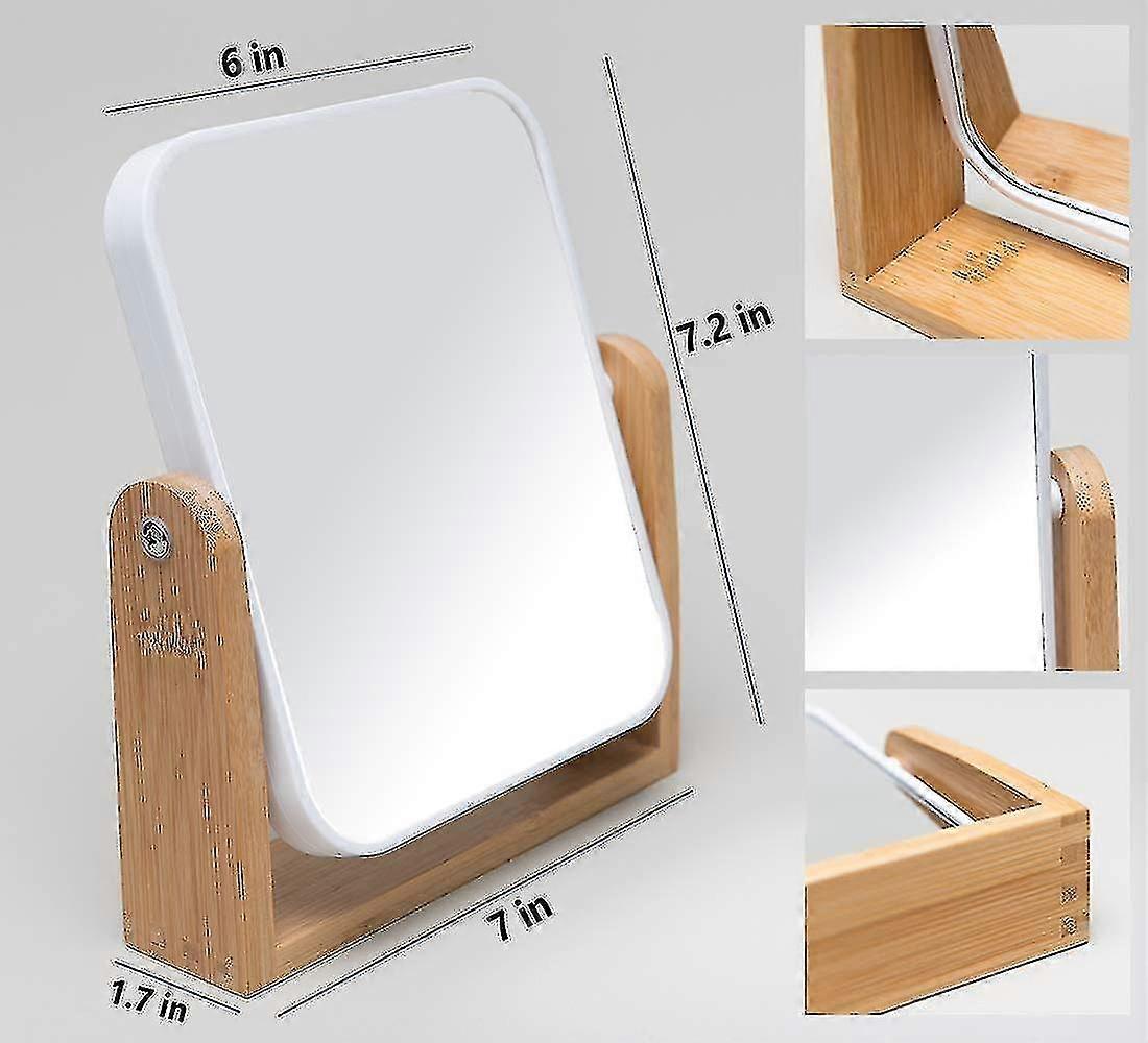 Espelho de vaidade com suporte de bambu natural, 8 polegadas