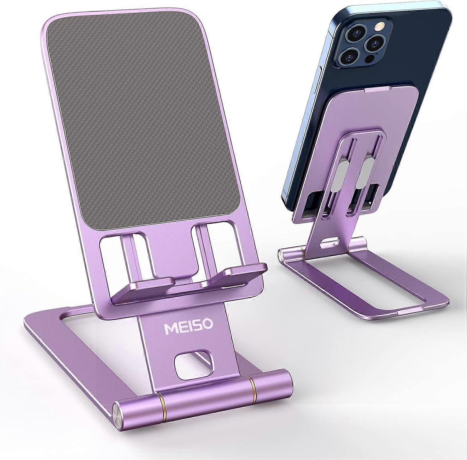 Cell Phone Stand, Fully Foldable Phone Holder for Desk, Desktop Mobile Phone Cradle Dock Compatible 