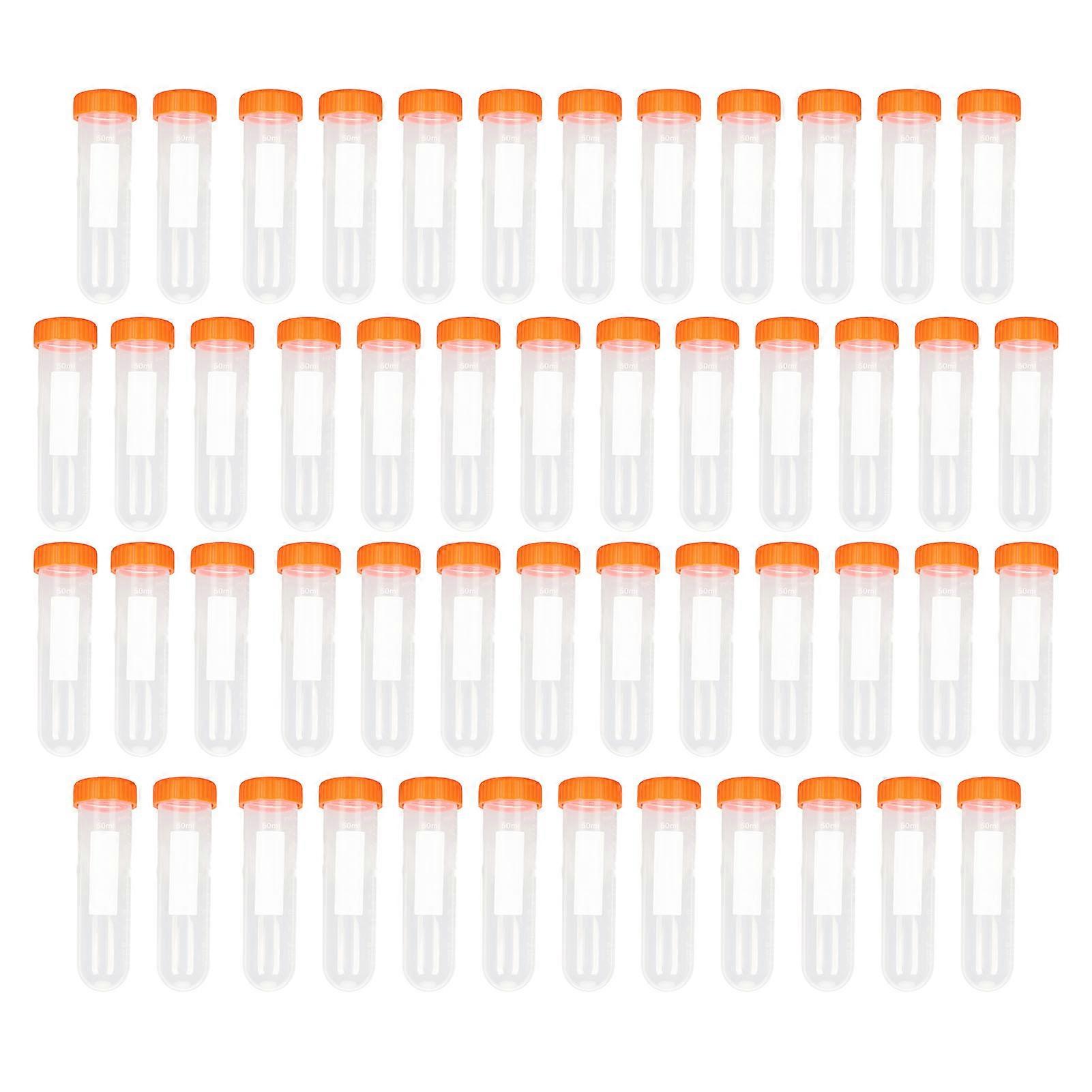 50Pcs Centrifuge Tubes 50ml Strong Plastic Accurate Scale Screw Lid Plastic Test Tubes for Laboratory Experiments