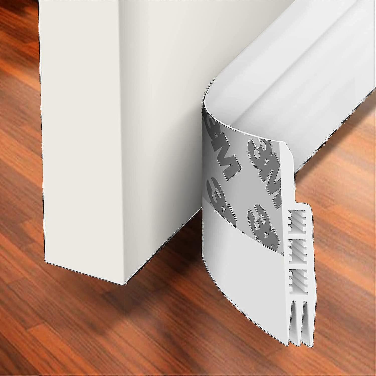 Door Draft Stopper Under Door Draft Blocker Insulator Door Sweep Weather Stripping Noise Stopper Strong Adhesive(White)