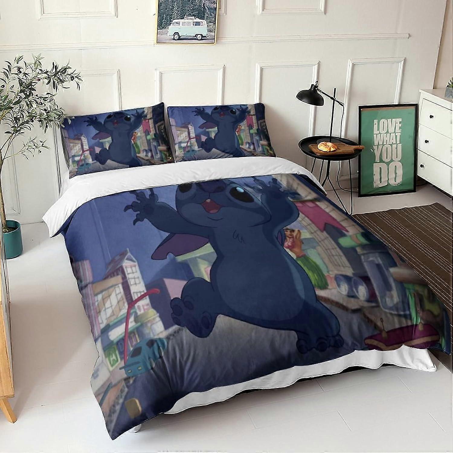 Poszwy na kołdrę z mikrofibry, dla dorosłych i dzieci Stitches Pościel Drukowana poszwa na kołdrę Zestaw D Poszewka na poduszkę Podwójna pościel 135 * 200 CM