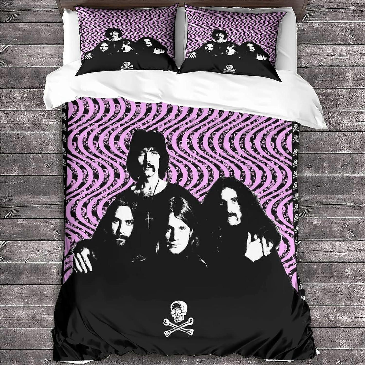 Black Sabbath Lightweight Soft Microfiber Pieces with Duvet Cover and Rock 'n' Roll Digital Print Heavy Metal Double