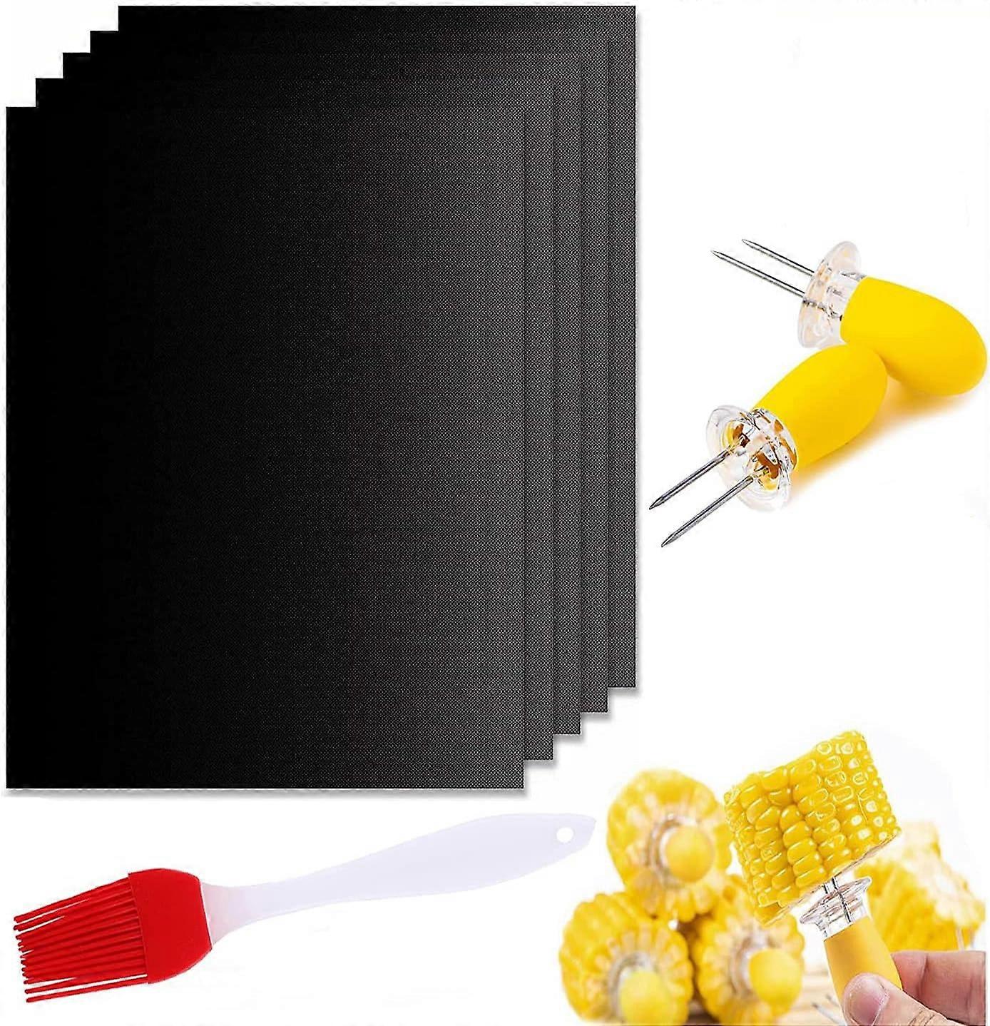 Baking Mats, Set Of 5 Bbq And Oven Baking Mats - 40Cm*33Cm Non-Stick Bbq Sheets And Reusable Baking Sheets For Gas, Charcoal Or Electric Grills