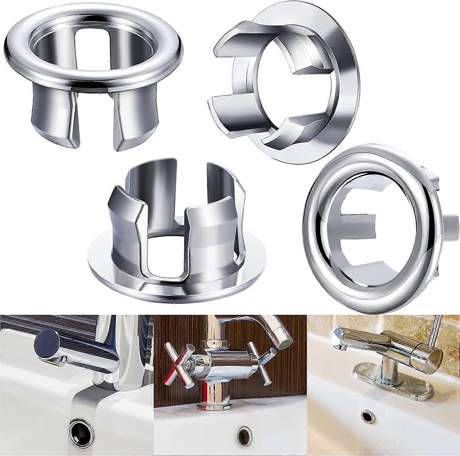 Sink Overflow Ring Round Sink Hole Overflow Cover Basin Trim Overflow Drain Plug Cover Insert Hole Replacement Parts (4 Pieces)