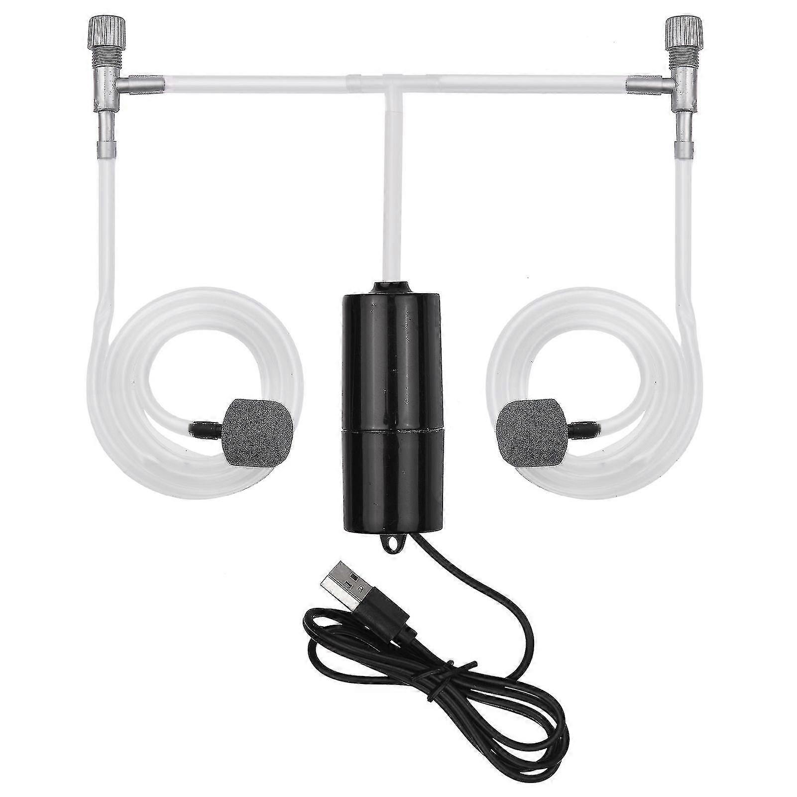 حوض السمك USB مضخة الهواء مضخة الأكسجين الصغيرة مع 2 الهواء الحجر الأنابيب المعلقة مشبك لخزان الأسماك الصيد في الهواء الطلق