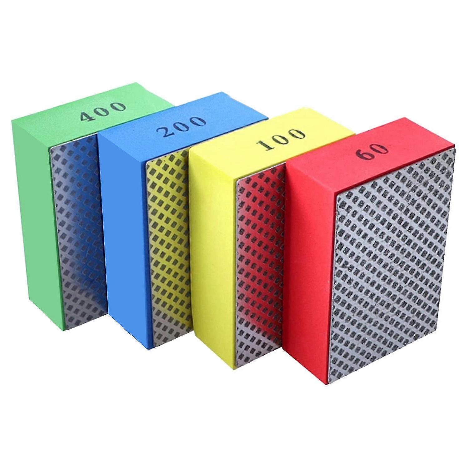 4pcs Diamond Hand Polishing Pads For Ceramic Tile Glass Grinding,sanding Polishing Grinding Block 6