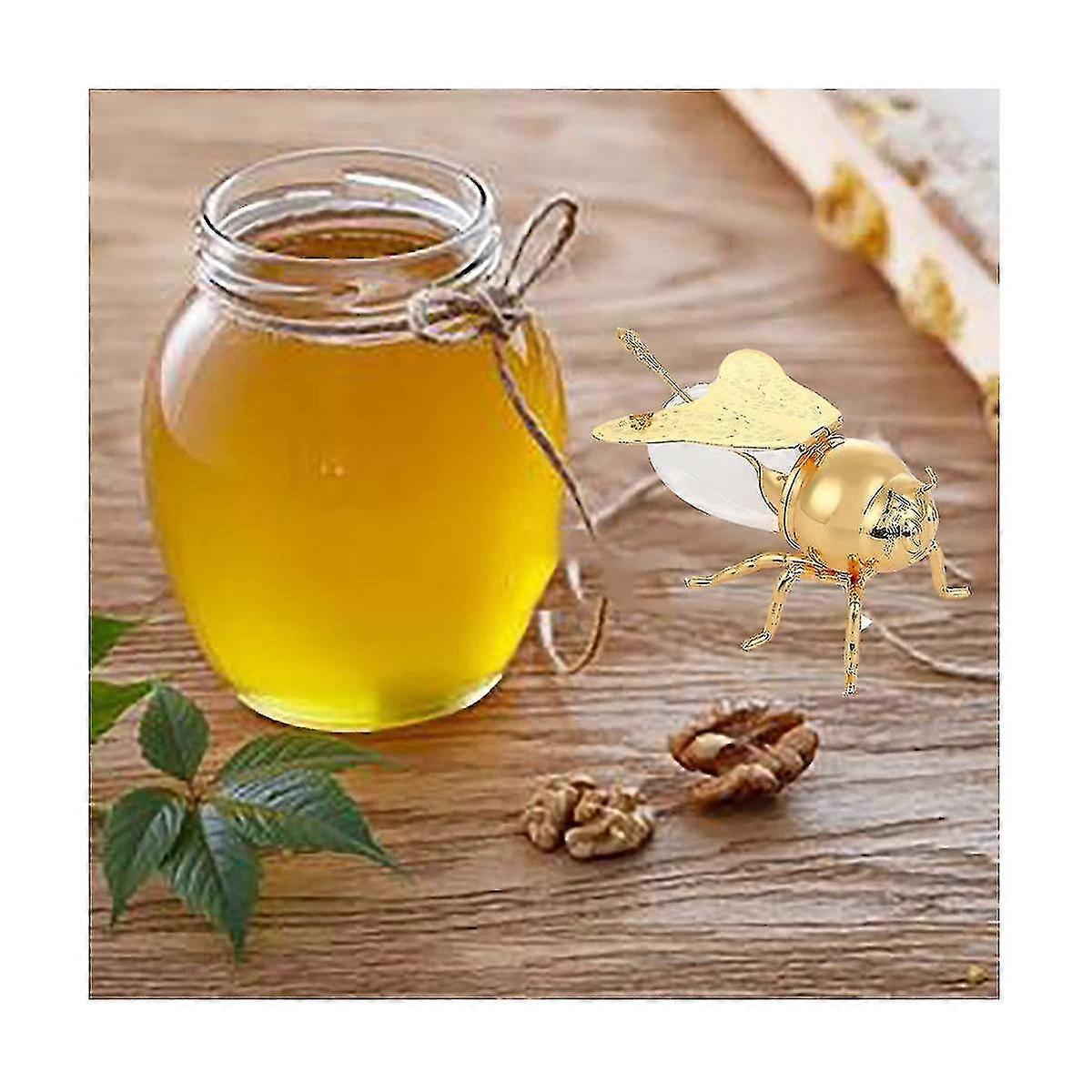 Luxurious Metal Honey Containers With Dipper Honey Storage Jar Decorative Ornament For Storage Gold