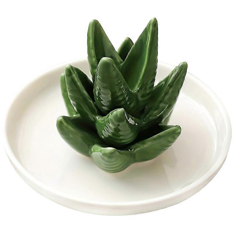 Aloe-Ring-Holder Jewelry-Tray Ceramic Cactus-Ring-Dish
