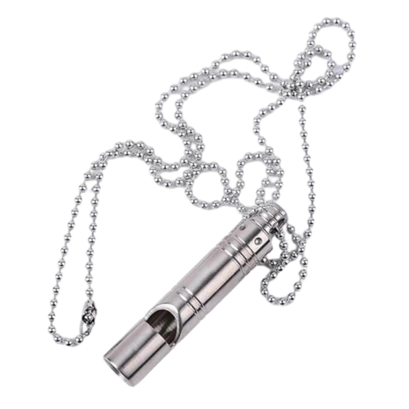 Titanium Alloy Emergency Whistle High-decibel Sound Compact Size Portable Survival Safety Whistle with Neck Chain