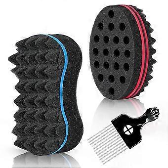 3pcs Hair Sponge Set, Curl Brush Sponge For Hair Men Women, Twist Sponge For Afro Curls