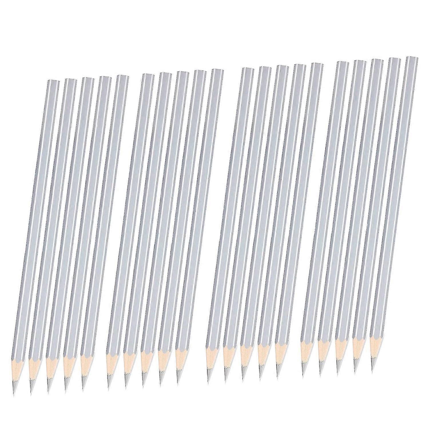 20 Pack Silver Welders Pencil Metallic Silver Marking Pencil For Construction Workers Metalwork Plu