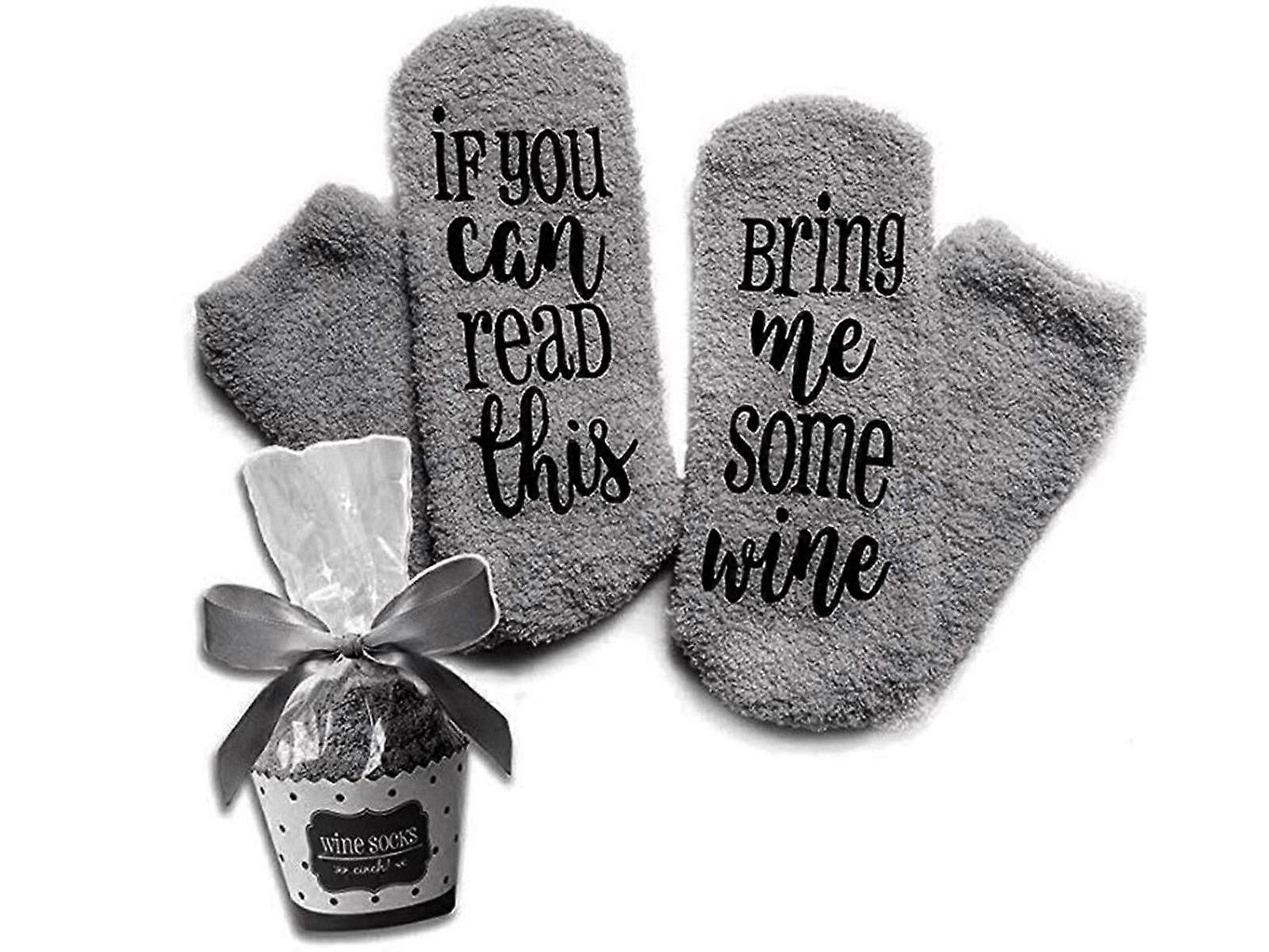 2Pairs Cake Socks Comfortable Dispensing Bottom Socks Letter Pattern Socks Grey