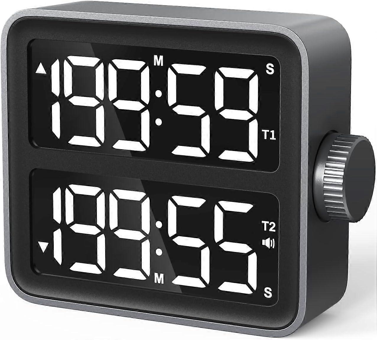 Dual Kitchen Timer - Dual Channels Countdown Stopwatch with LED Display, Adjustable Volume and Brightness,2024 Ping