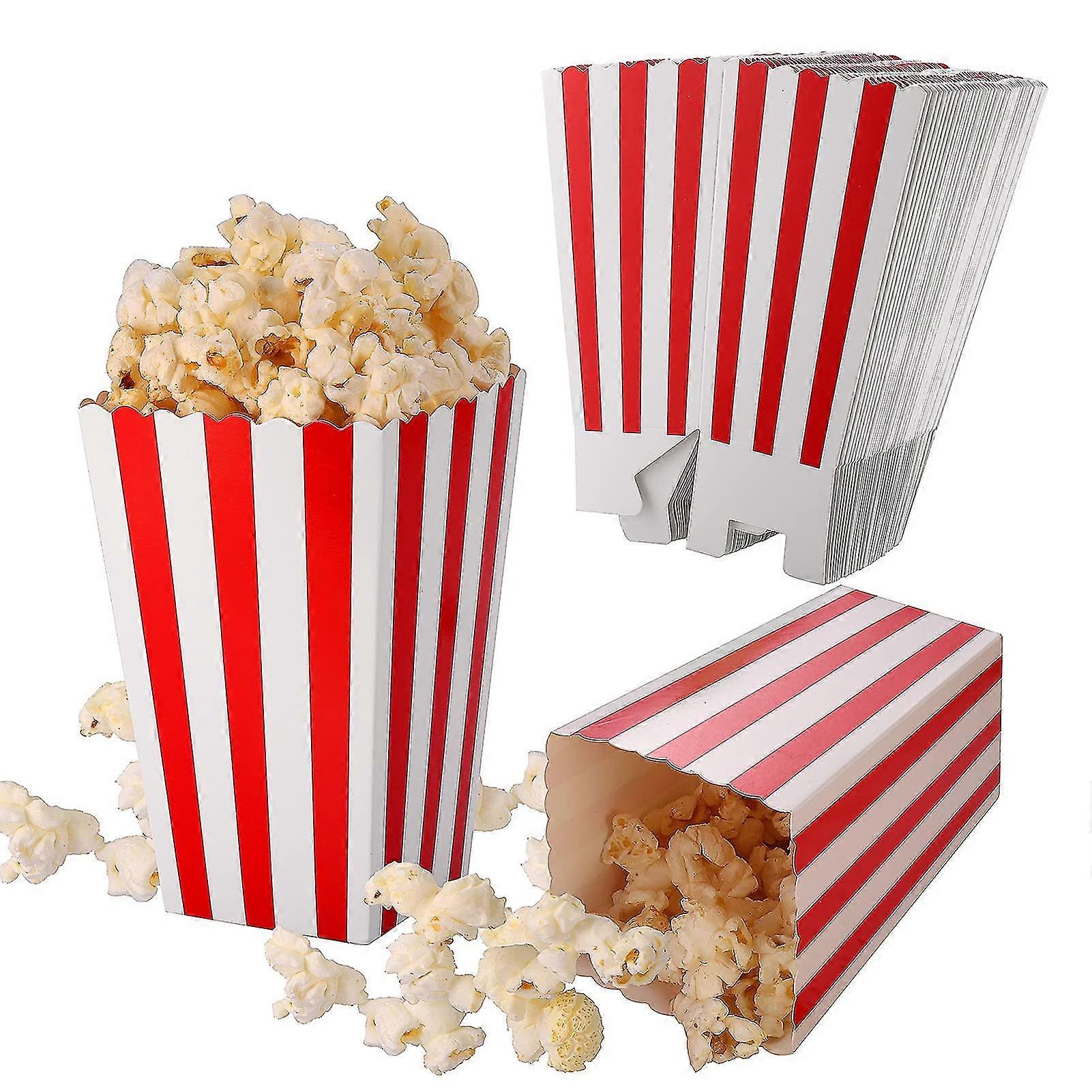 100 stk popcornposer, små papir slikbeholdere, retro popcornposer, til popcornkringlepinde og slikbarfest, fødselsdag (rød)