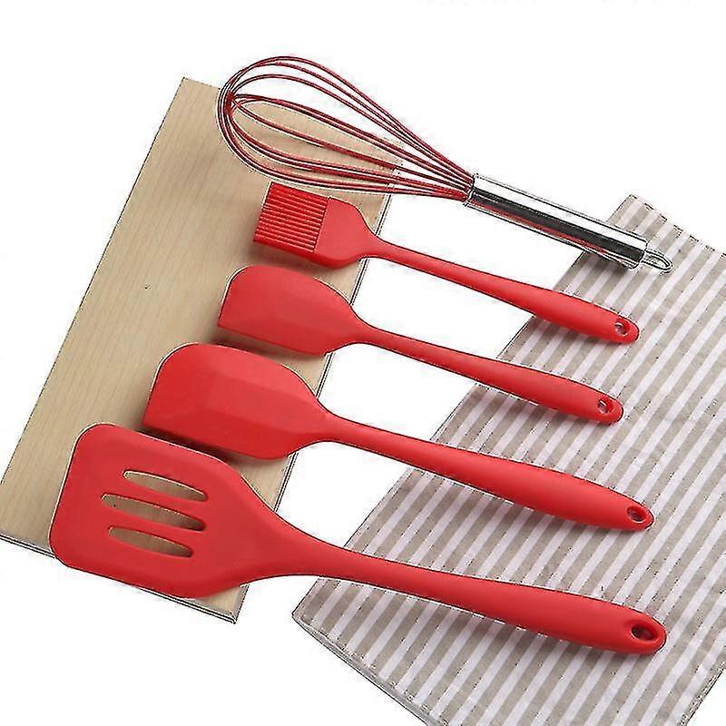 Silicone Cooking Tool Sets Egg Beater Spoon Spatula Oil Brush Kitchenware Kitchen Utensils Sets With Boxred 5pcs